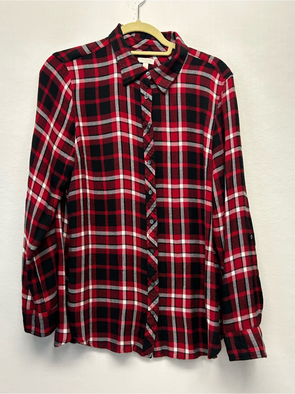 Talbots Red and Black Plaid Button-Down Shirt